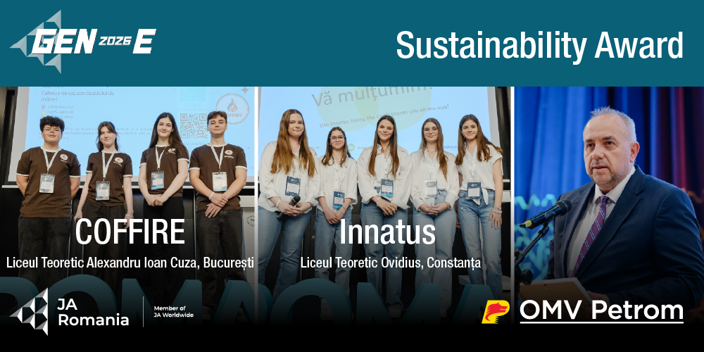 OMV Petrom premiază cu Sustainability Award, la Finala Națională GEN-E 2026, două echipe care construiesc un viitor mai verde!