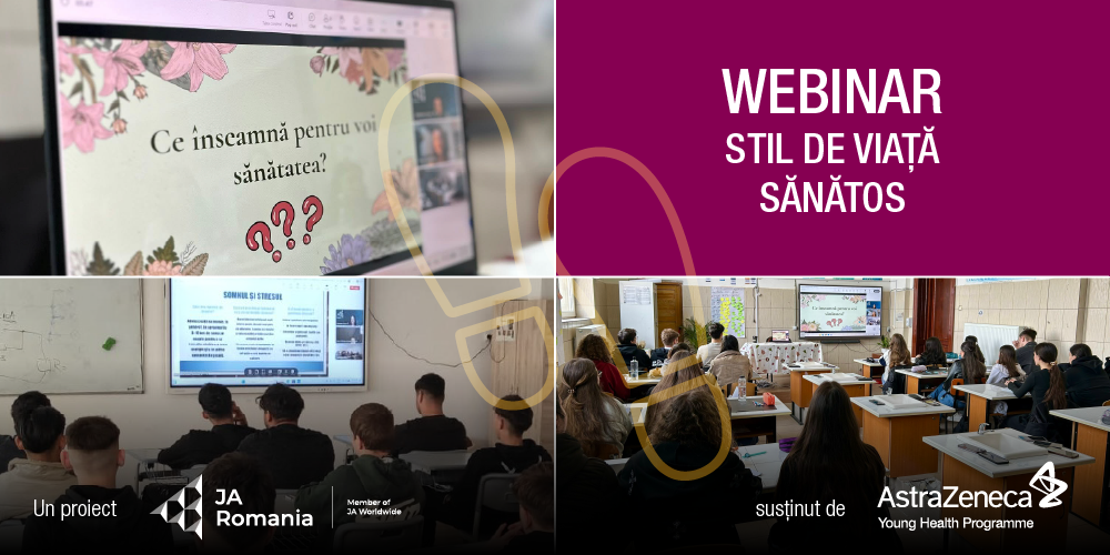 Voluntari ai Societății Studenților în Medicină din București (SSMB) iau parte la programul de Alimentație Sănătoasă. Sport. Prevenție, derulat de JA România și AstraZeneca