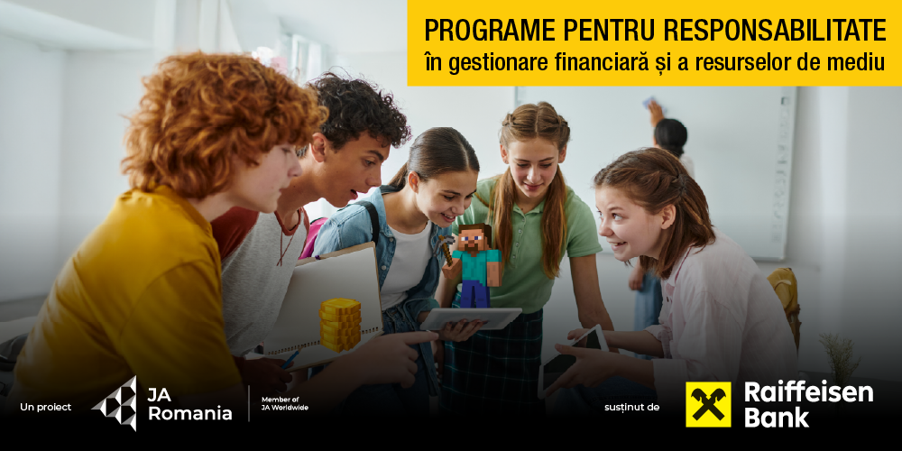 JA România și Raiffeisen Bank continuă parteneriatul pentru formarea comportamentelor responsabile ale tinerilor, cu impact în gestionarea finanțelor și a resurselor de mediu
